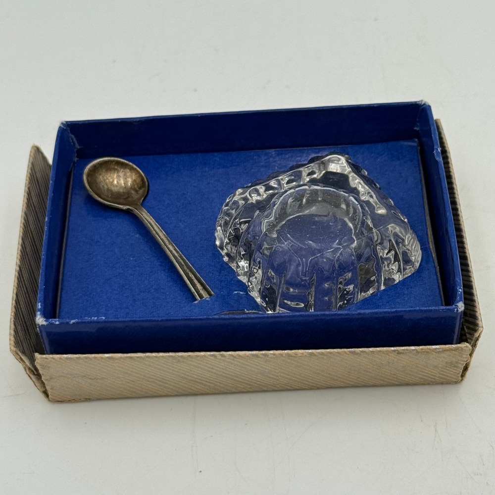 Westmorland Sterling Silver Salt Spoon and Glass Cellar Set with Original Box